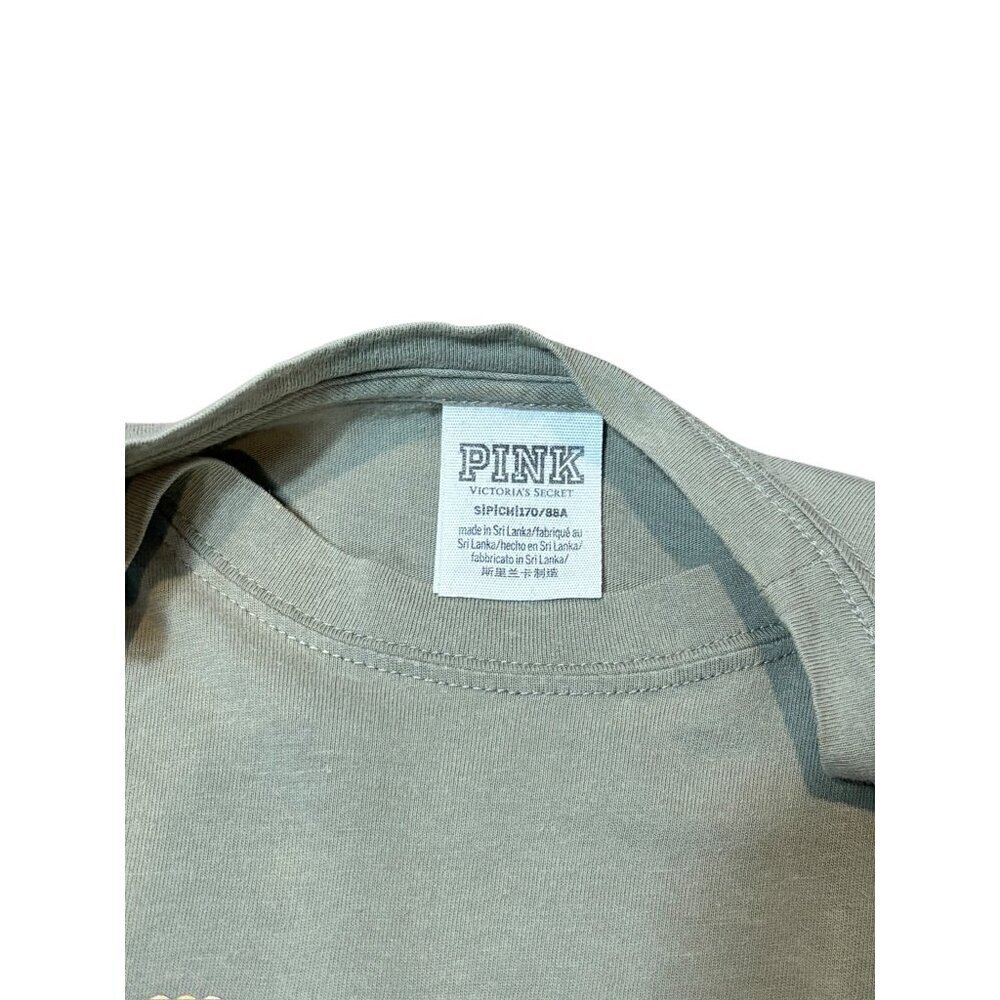 PINK Victoria Secret Women's Dark Green Long Sleeve Top - Picture 3 of 6